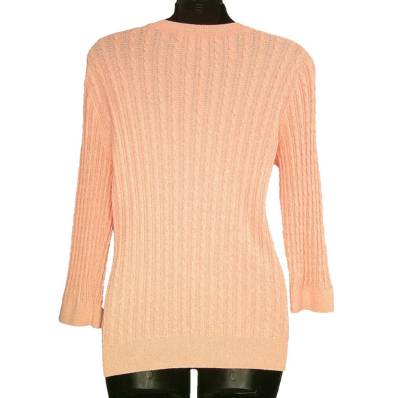 Tommy Hilfiger Women's Large Pink Button-down Woven Knit Cardigan - Picture 5 of 7